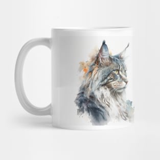 Maine Coon Cat Watercolour Painting Mug